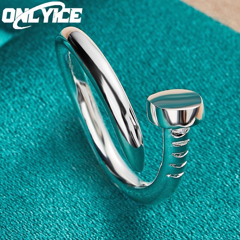 Wholesale 925 Sterling Silver Smooth Nail Ring Fashion Party Charm Jewelry Woman Man Wedding Engagement Gift