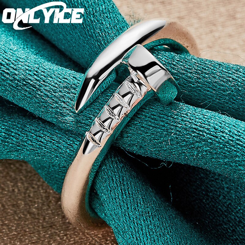 Wholesale 925 Sterling Silver Smooth Nail Ring Fashion Party Charm Jewelry Woman Man Wedding Engagement Gift