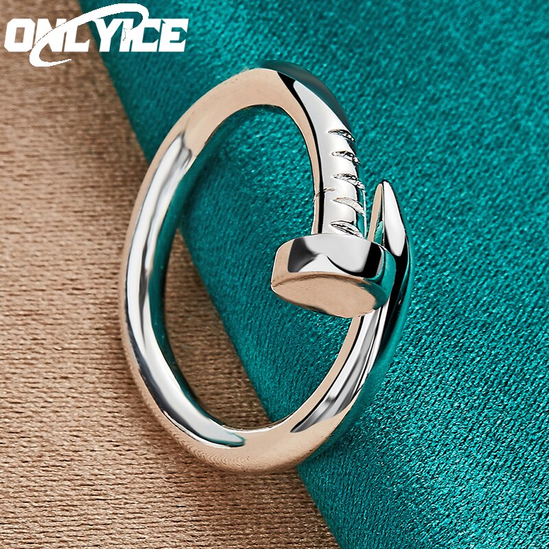 Wholesale 925 Sterling Silver Smooth Nail Ring Fashion Party Charm Jewelry Woman Man Wedding Engagement Gift